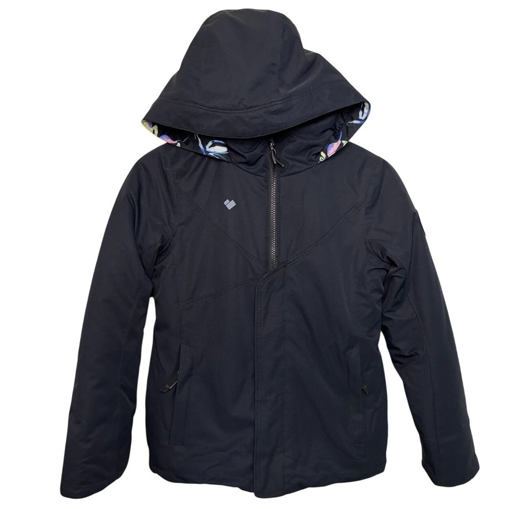 Obermeyer Teen Girl Rylee Jacket Ski Black Floral Small 8 EUC 10K Waterproof